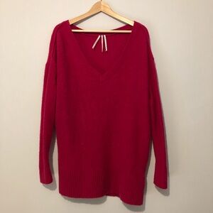 Anthropologie 100% Cashmere Women's V-Neck Berry Magenta Sweater
